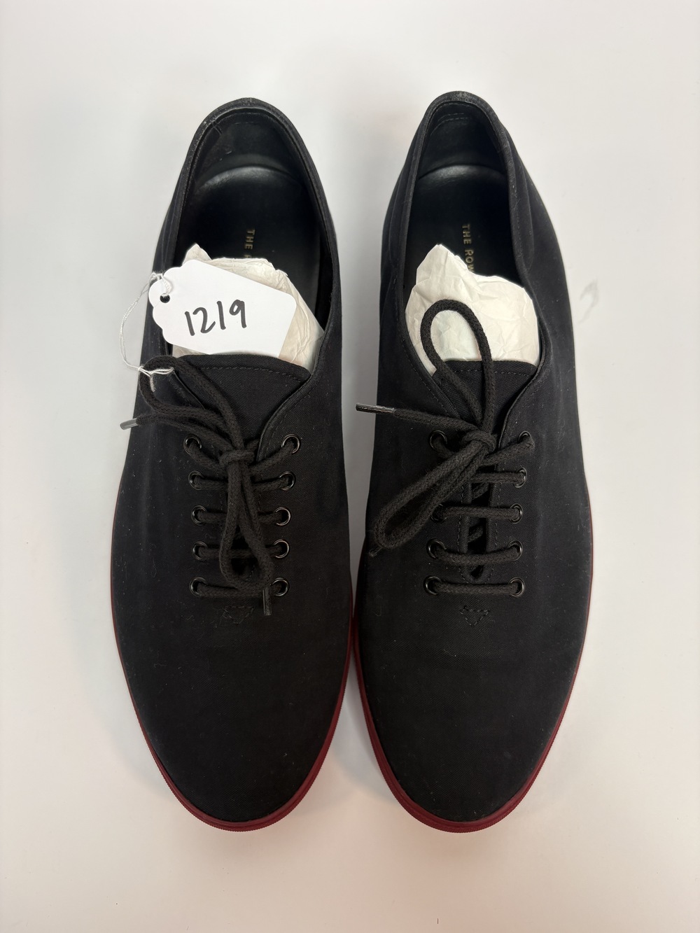 PF-1219 The Row Minimalist Black Cotton Canvas Sneakers Shoes